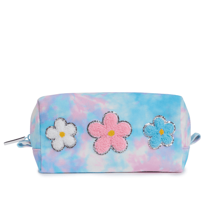 Pre-Patched Pencil Pouch Dreamy Tie Dye with Flowers