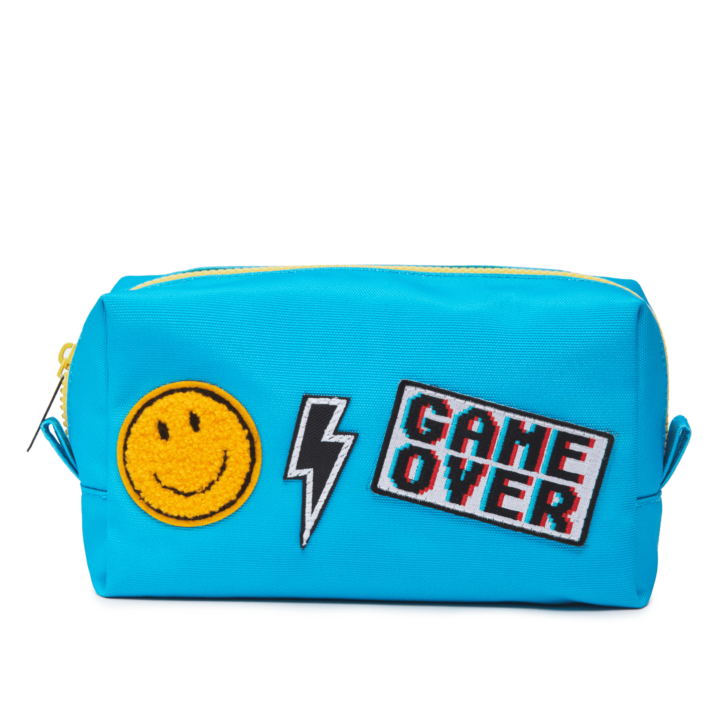 Pre-Patched Pencil Pouch Teal With Patches