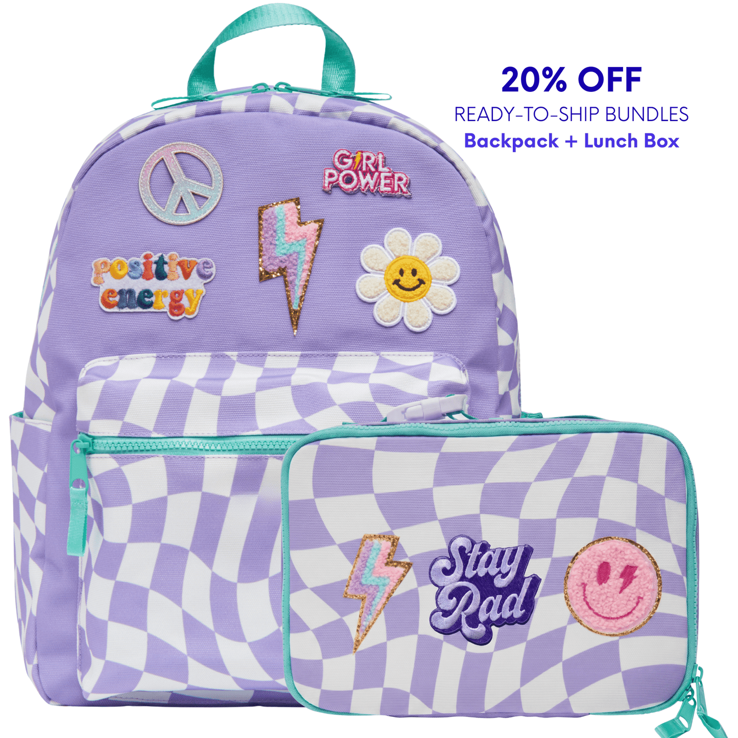 Pre-Patched Purple Backpack & Lunch Box Bundle- SAVE 20%