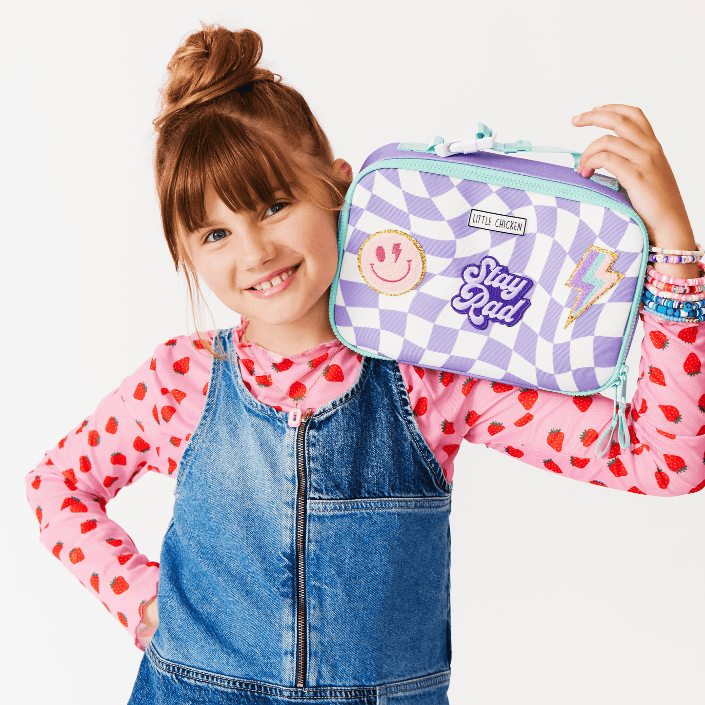 Pre-Patched Purple Checkered Lunch Box
