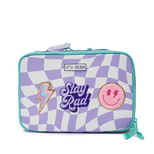 Pre-Patched Purple Checkered Lunch Box