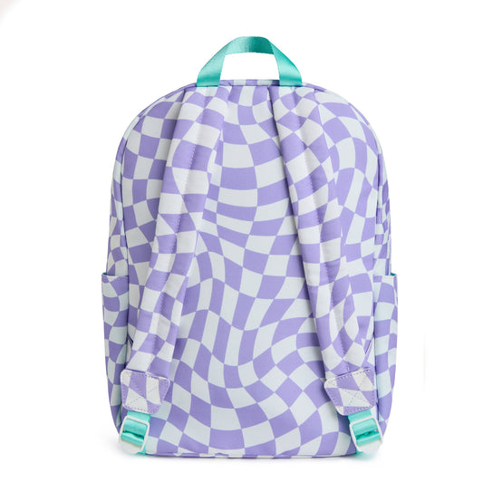Purple Checkered Personalized Patched Kids Backpack - Large