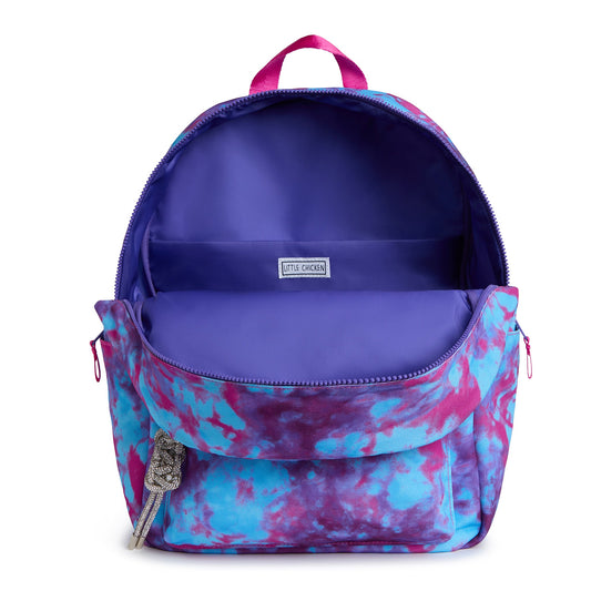 Purple Tie Dye Personalized Patched Kids Backpack - Large