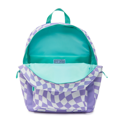 Patched Customizable Backpack- Purple Checkered