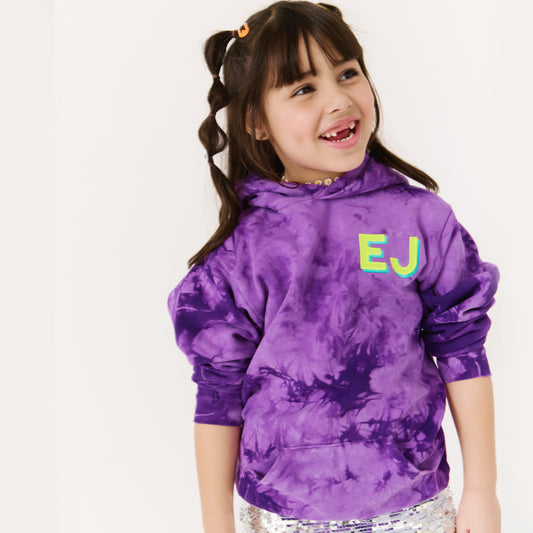 TIE DYE CUSTOMIZABLE HOODIE SWEATSHIRT, Purple
