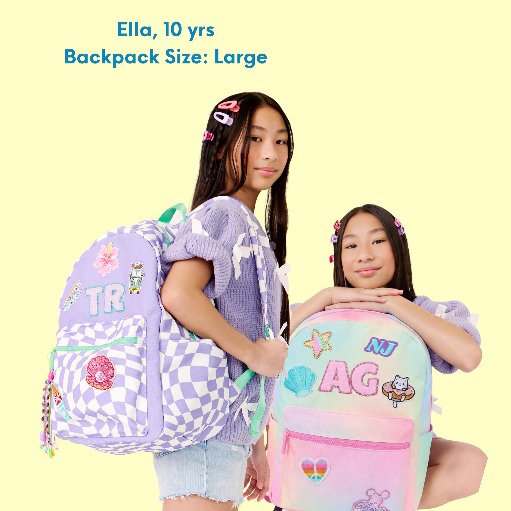 Personalized Pink Rainbow Patched Kids Backpack, Large