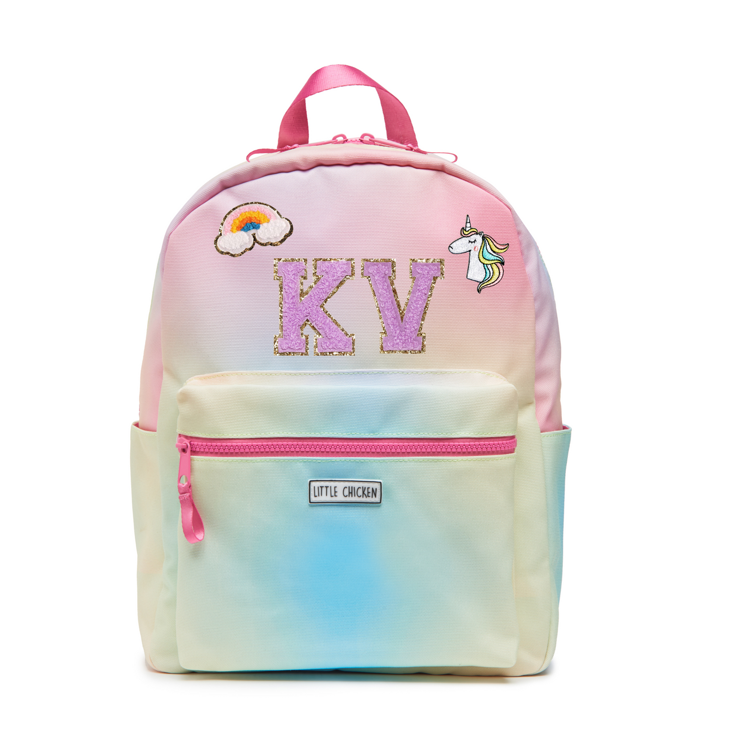 Small Patched Customizable Backpack-  Hazy Rainbow