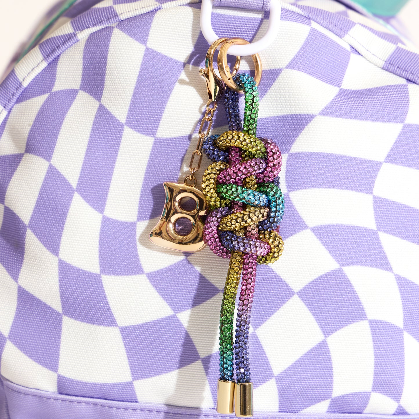 Gold Initial Letter Bag Charm Keychain