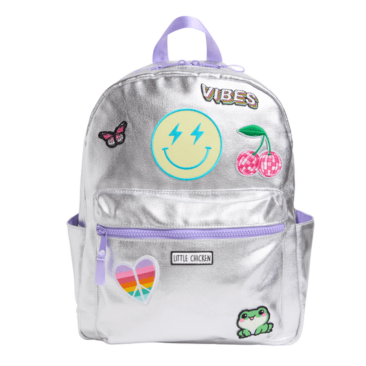 Silver Canvas Pre-Patched Backpack- Ships The NEXT DAY!