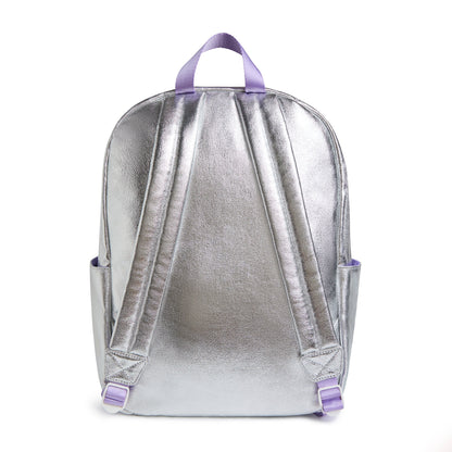 Silver Metallic Personalized Patched Kids Backpack - Large