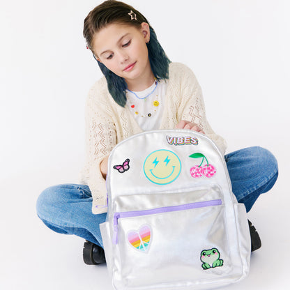 girls silver backpack