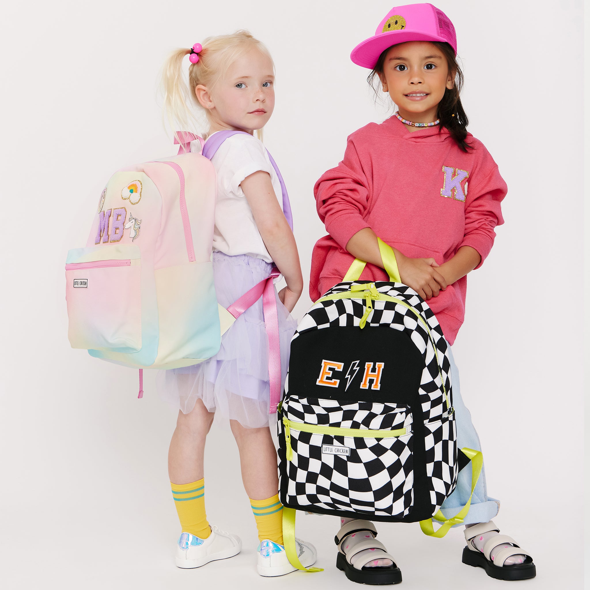 Customizable Backpack - Black & White Checkered With Patches