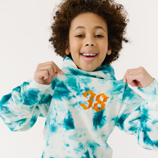 TIE DYE CUSTOMIZABLE HOODIE SWEATSHIRT, Aqua