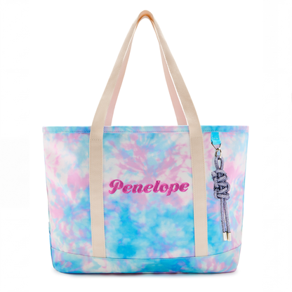 Kids Tote Bag Tie Dye Canvas - Embroidered Name