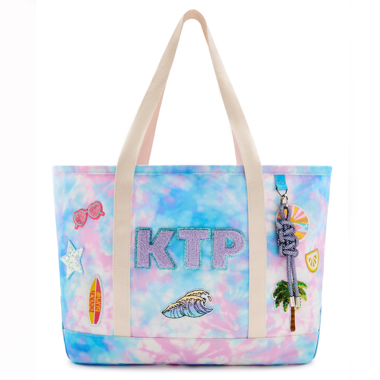 Personalized Tie Dye Kids Tote Bag with Patches