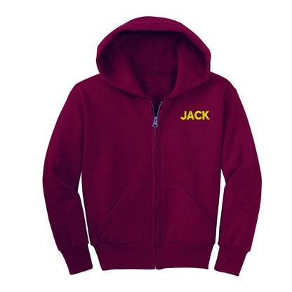 ZIP-UP CUSTOMIZABLE HOODIE SWEATSHIRT, Maroon