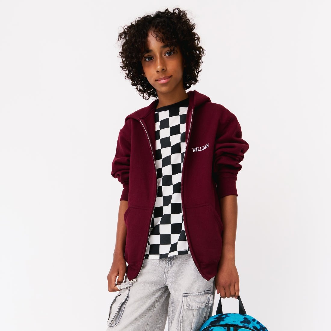 ZIP-UP CUSTOMIZABLE HOODIE SWEATSHIRT, Maroon