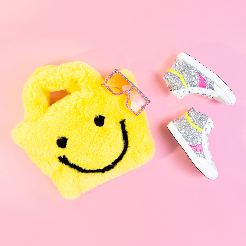 Mercury High Top sneakers with a yellow smiley bag