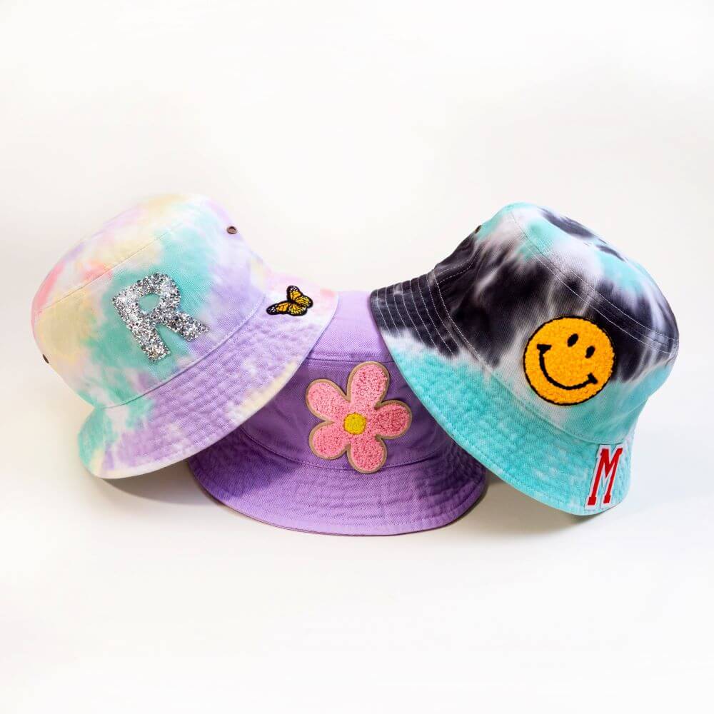 colorful custom bucket hats with patches