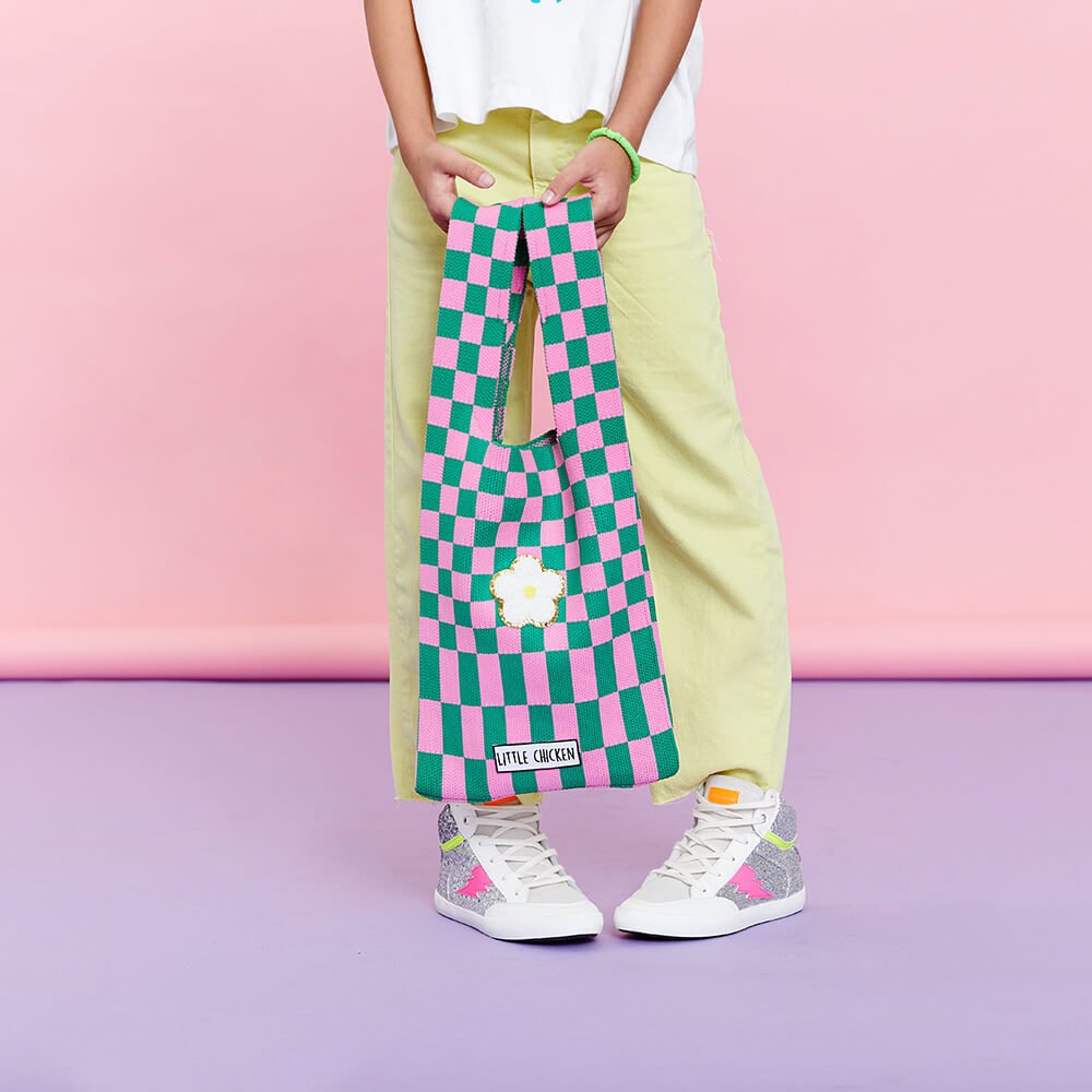Custom Knit Checkered Bag