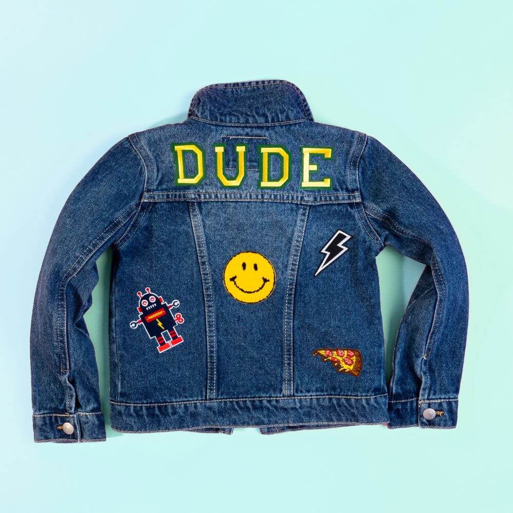 customizable jean jacket with patches